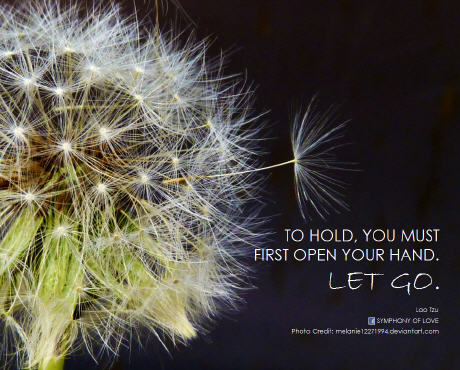 Lao Tzu To hold, you must first open your hand. Let go. Lao Tzu To hold, you must first open your hand. Let go.