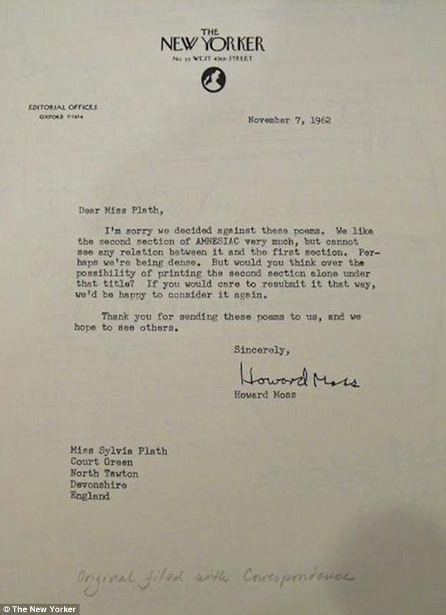 Sylvia Plath's rejection letter