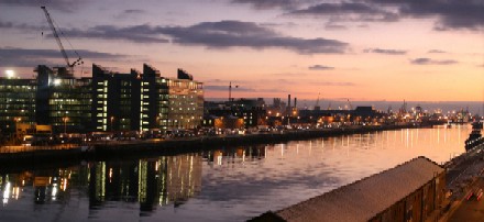 Beautiful winter sunrise over Dublins rivey Liffey. Taken at dawn.